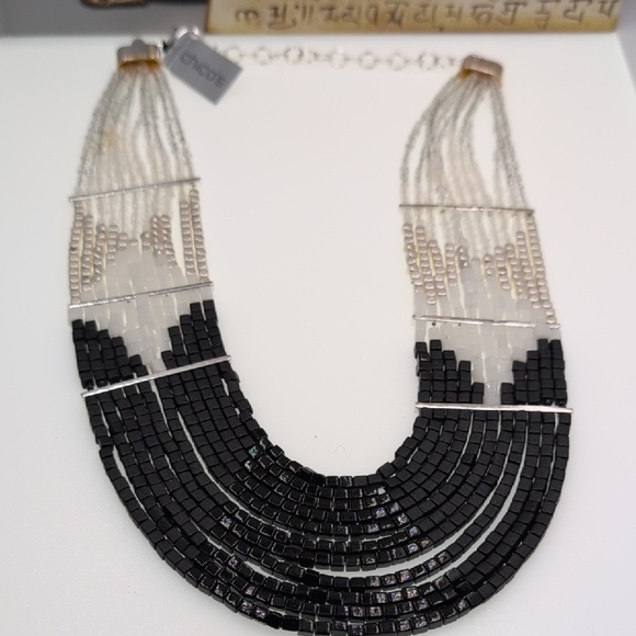 Chico's Black and Silver Beaded Necklace - Picture 1 of 6
